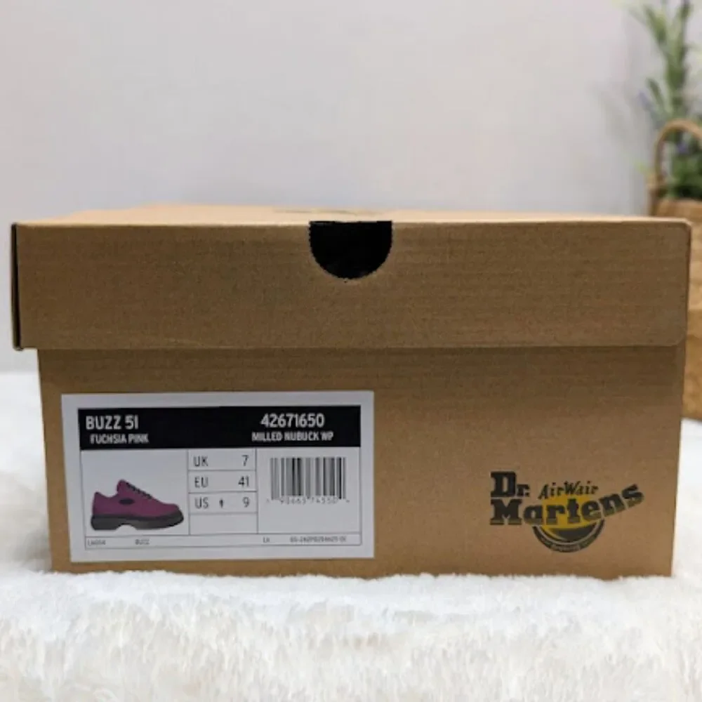Dr. Martens Buzz 5i Fuchsia Pink Milled Nubuck WP Leather Lace-Up Shoes UK 7 NIB - Picture 12 of 14